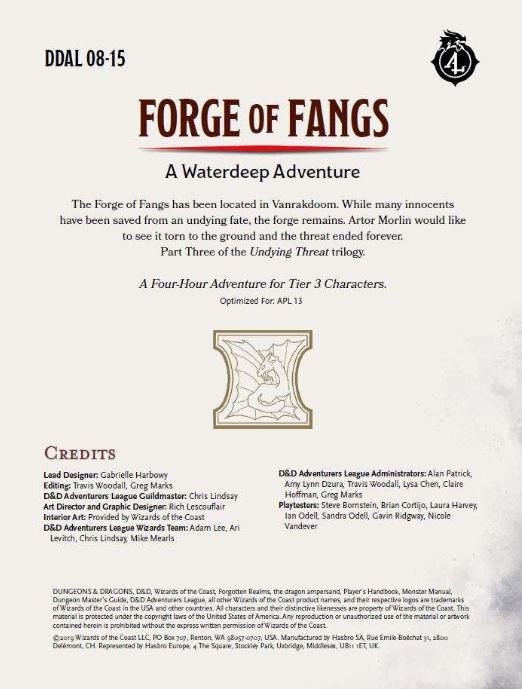 cover of "Forge of Fangs" adventure
